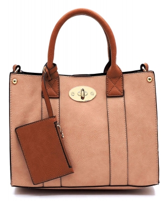 Fashion 3-in-1 Boxy Satchel WU061 ROSE PINK
